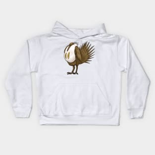 Great sage grouse bird cartoon illustration. Kids Hoodie